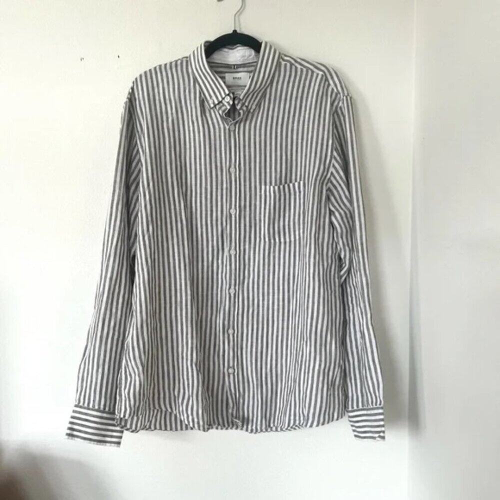 Brax Airwashed Linen Striped Modern Fit Shirt